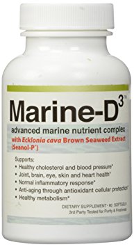 Marine-D3 | Superior Anti Aging Supplement With Seanol-P a High Form of Omega-3 | 340 mg of Calamarine | 1000 mg of Vitamin D3 | 1 Month Supply | 60 Day Money Back Guarantee - By Marine Essentials