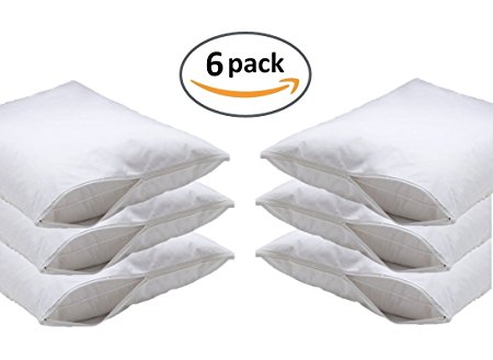 DELUXE Vinyl Pillow Protector with Zipper, Pillow Covers- 6 Pack