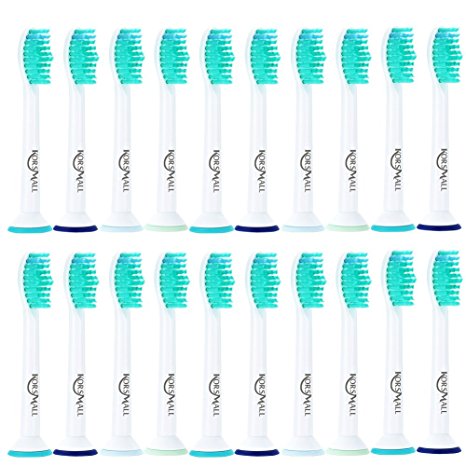 Korsmall Replacement Toothbrush Heads for Philips Sonicare Proresults, Compatible with Diamond Clean, Easy Clean, Flex Care series, Healthy White, Plaque Control and Gum Health Handles, 20 Piece