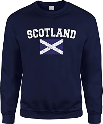 Cybertela Faded Distressed Scottish Scotland Flag Crewneck Sweatshirt