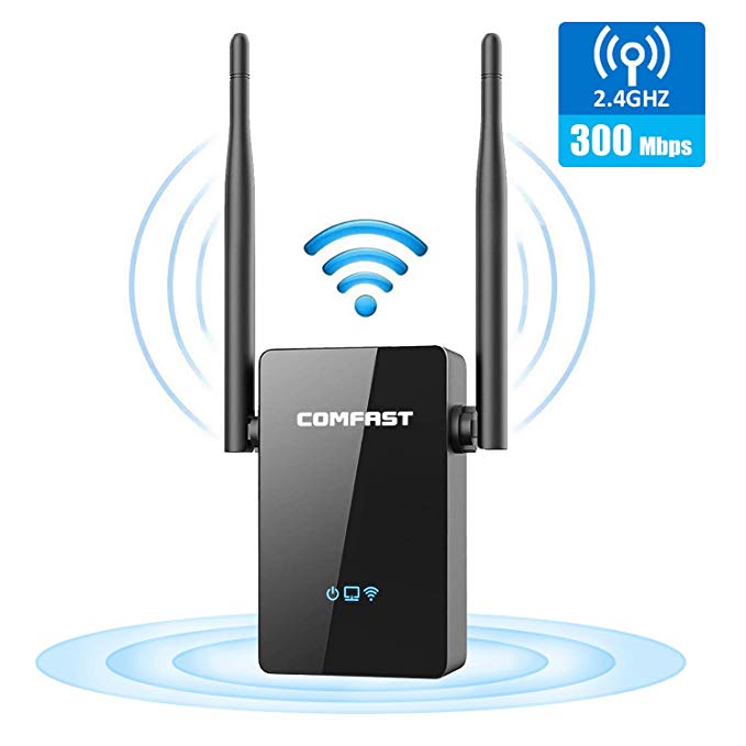 COMFAST N300 WiFi Range Extender 300Mbps WiFi Repeater with 5dBi Dual External Antennas, 2.4GHz WiFi Extenders Signal Booster