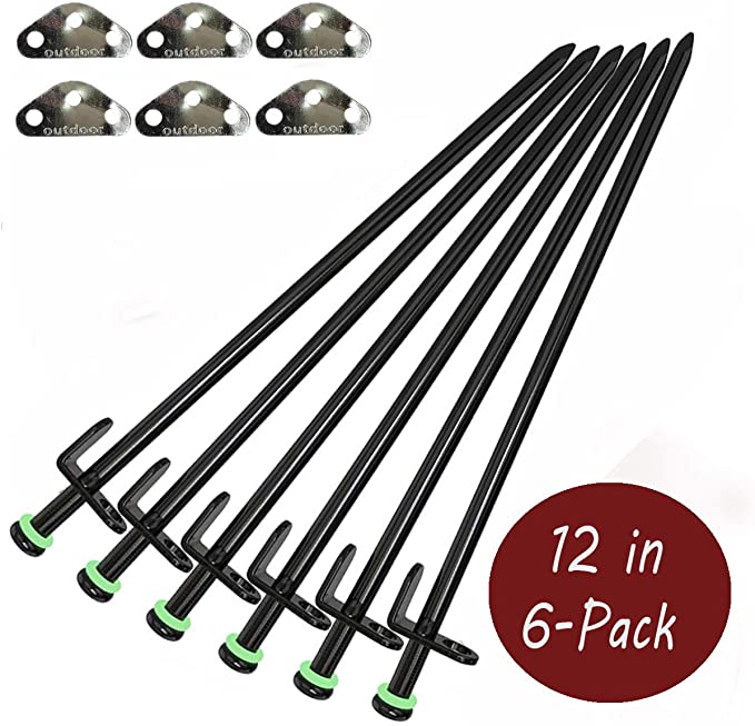 Darkeagle Tent Stakes Heavy Duty, 12-inches and 8-inches Available, Forged Steel Unbent Tent Pegs-Ideal Camping Stakes for Rocky/Hard Places