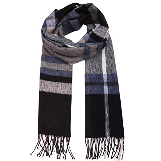 SOJOS Plaid Tartan Cashmere Scarves with Tassels for Men and Women SC3010