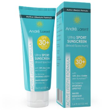 Sport Sunscreen Lotion - Best For Active Lifestyles - Broad Spectrum (UVA & UVB Ray) SPF 30  Protection - Water And Sweat Resistant - Contains Vitamin E & B5 - Perfect For Sensitive Skin