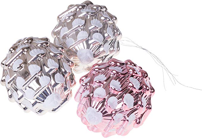 Clever Creations Christmas Pinecone Ornament Set Pink and Silver Frosted Texture | 4 Pack | Festive Holiday Décor | Timeless Design | Shatter Resistant Pine Cones | Hangers Included | 70mm