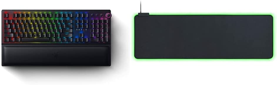 Razer BlackWidow V3 Pro Mechanical Wireless Gaming Keyboard   Goliathus Extended Chroma Gaming Mousepad Bundle: Green Mechanical Switches - Tactile & Clicky - Classic Black