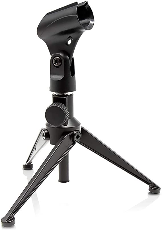 Pyle Desktop Tripod Microphone Stand - Adjustable Height 4.7'' to 8.7'' Inch High with Heavy Duty Clutch Support Weight 5 Lbs. - Ideal for Recording Podcast or Desktop Application PMKSDT25