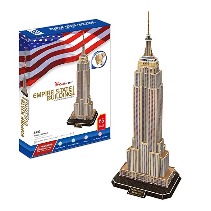 CubicFun MC048h-2 US Empire State Building New York World's Great Architectures 3d Puzzle, 66 Pieces