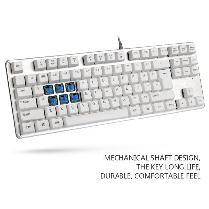 AULA Mechanical Keyboard F2012 87keys Gaming Keyboard Professional USB Wired Metal Panel Blue Switches for Gamer Mac PC (White)