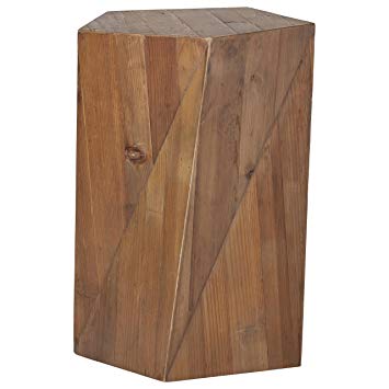 Rivet Rustic Reclaimed Fir Wood Side End Table, 16.5"W, Natural