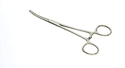 SE 661FC 6-1/4" Stainless Steel Self-Locking Curved Forceps