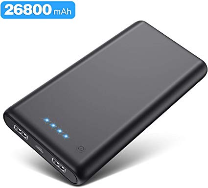 Portable Charger Power Bank 26800mAh Upgraded Ultra-High Capacity External Battery Packs with 4 LED Indicator 2 Output Ports Battery Backup Cell Phone Charger for USB-powered Smartphone Android Device