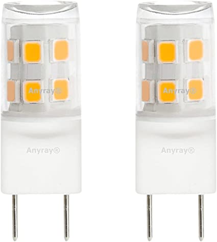 Anyray (2)-LED G8 Replacement Light Bulbs 2W for 120V 20-Watt for GE Microwave WB36X10213 20W (Daylight White 6000K)