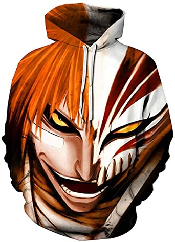 CHENMA Men Cosplay Bleach 3D Print Pullover Hoodie Sweatshirt with Front Pocket