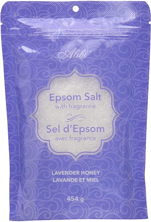 Alibi Scented Epsom Salt Bath - Honey & Lavender Epsom Salts 454G - Natural Magnesium Sulfate Crystals - Reaselable Bag