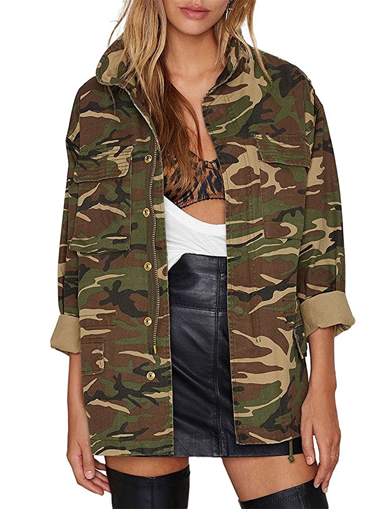 HAOYIHUI Women's Camouflage Lightweight Long Sleeve Outwear Jacket Coat