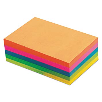 TOPS 99622 Fluorescent Color Memo Sheets, 20 lb, 4 x 6, Assorted (Pack of 500 Sheets)