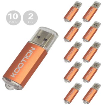 KOOTION 10pcs 2GB Fashion USB 2.0 Flash Drive Bulk Memory Stick 10 Pack Jump U stick Gift Orange