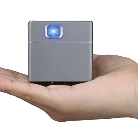 Sugoiti Mini WiFi Projector 2 Inch Mobile Portable Outdoor Home Theater Cinema Cube DLP Pico Projector Support iPad iPhone Android Smartphone Airplay - Includes Mini Tripod