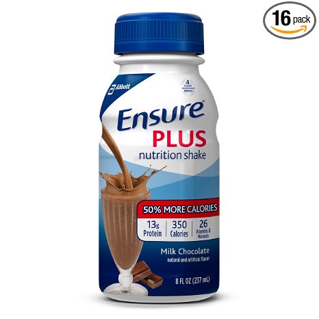 Ensure Plus Nutrition Shake Milk Chocolate 8-Ounce 16 Count
