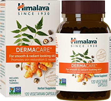 Himalaya DermaCare with Neem for Clear Skin and Mild Acne 560 mg, 120 Capsules, 1 Month Supply