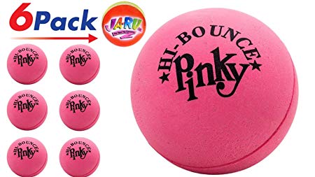 Pinky Ball (Pack of 6) 2.5" Hi Bounce Large Pink Rubber Balls for Play or Massage Therapy. Plus 1 Small JA-RU Ball. #976-6p