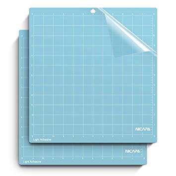 Nicapa Cutting Mat for Silhouette Cameo 3/2/1 [Light-Grip,12x12 inch 2 Pack] Adhesive&Sticky Non-Slip Flexible Square Gridded Blue Cut Mats Replacement Accessories Set Matts Vinyl Craft Sewing