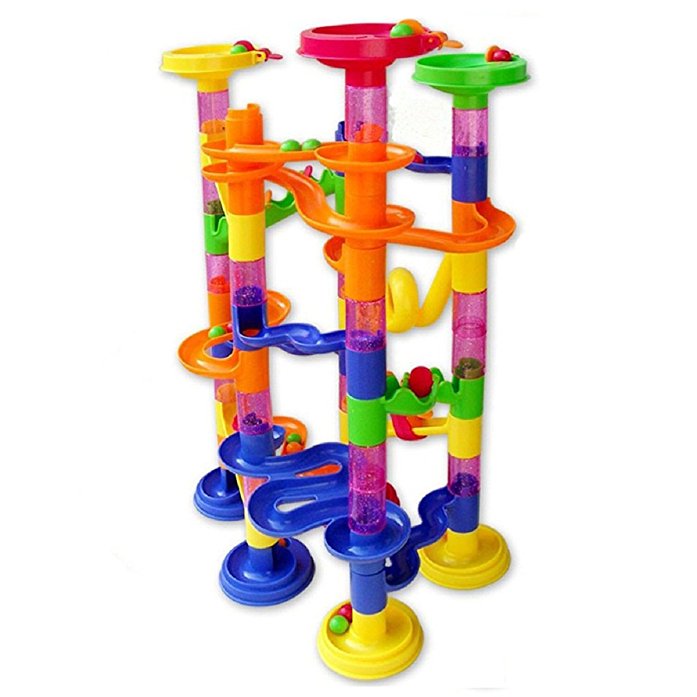 Children Puzzle Toy Maze Game, Koiiko DIY Constructing Maze Toy Marble Run Coaster 105 Piece Set Building Blocks of Stereoscopic Maze of Pipes Domino