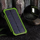 15000mah Solar Panel Charger with 6LED Flashlight Hallomall Portable Phone Charger Backup Power Pack Dual USB Port External Battery Charger for Smart phones Camera and Other 5V USB Devices green