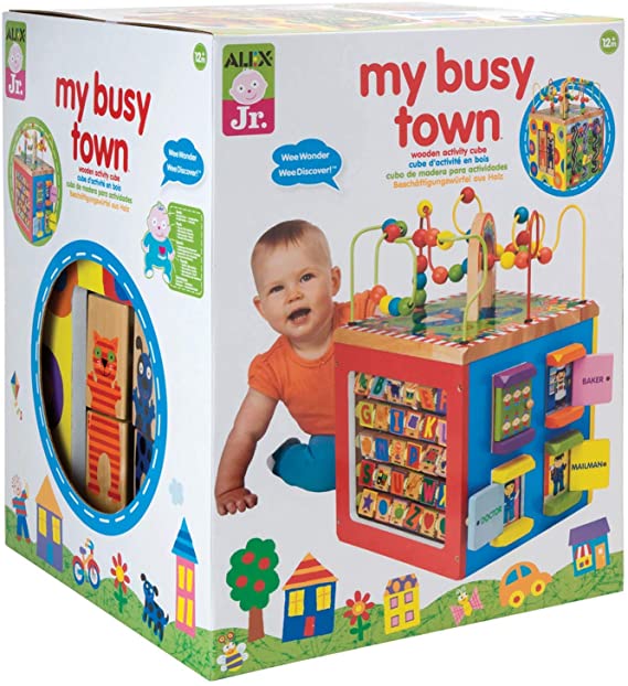 ALEX Discover My Busy Town Wooden Activity Cube (Renewed)