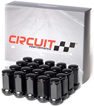 Circuit Performance 14x1.5 Black Closed End Bulge Acorn Lug Nuts Cone Seat Forged Steel (20 Pieces)