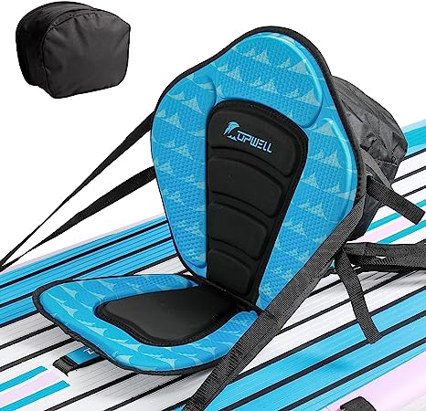 UPWELL Thicker Paddle Board Kayak Seat with Detachable Storage Bag - Comfortable Backrest and 4 Adjustable Straps to Provide Support During Paddling