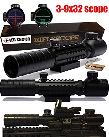 Ledsniper®3-9x32 Eg Riflescope Red&green Illuminated Rangefinder Reticle Shotgun Air Hunting Rifle Scope,(12 Month Warranty)