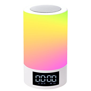 Areskey LED Bluetooth Speaker Lamp Night Light FM Radio Alarm Clock LED RGB Color Changing Touch Sensitive Dimmable Table Lamp (White M6)