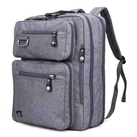 17.3" Laptop Backpack Messenger Bag - Evecase Professional Backpack Carrying Messenger Shoulder Case Bag Fits Up to 17.3 inch Laptop Chromebook Macbook - Gray