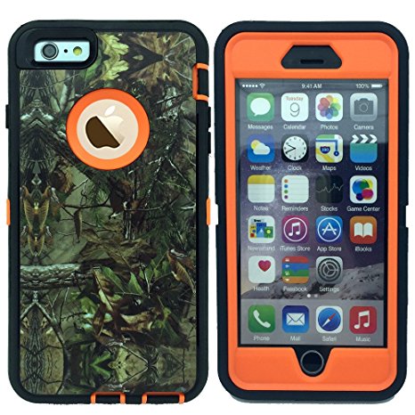 Kecko®For iphone 6 Plus Camo Case, Defender Tough Armor Camo Tree Shockproof Impact Weather Resistant Hybrid Camouflage Military Duty Case for iphone 6 Plus 5.5" W/ Built-in Screen Protector