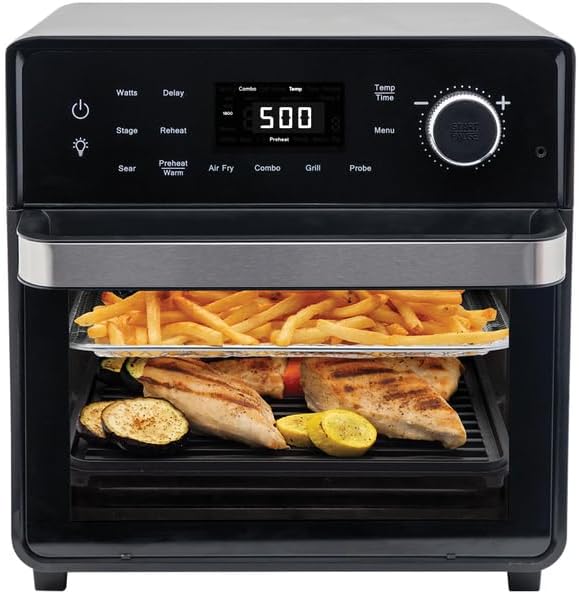 Nuwave Pro-Smart Grill, Air Fryer & Plug-In Grill, TRUE Char & Flavor of Premium Outdoor Grill Indoors, 550°F Preheat, Temp from 50°-500°F, Integrated Thermometer for Perfect Results