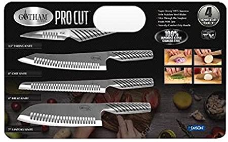 Gotham Steel Pro Cut Japanese Style Stainless Steel Knife Set - 4 Pack