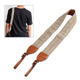 TARION Camera Shoulder Neck Strap Vintage Belt for All DSLR Camera Nikon Canon Sony Pentax Classic White and Brown Weave