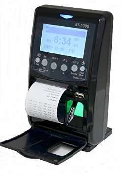 AT5000 Fingerprint and Badge Employee Time Clock with Printer Battery USB Drive and 5-Badges included