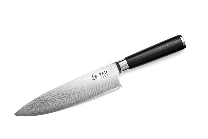 KAN Core Chef Knife 8-inch VG-10 67 layers Damascus Ambidextrous (Non-hammered VG-10 blade, G10 handle)