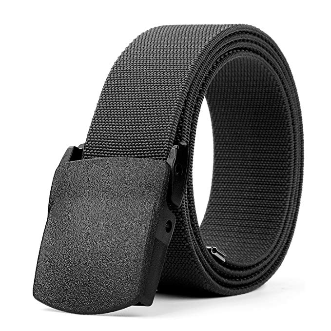 Men's Elastic Stretch Belt JASGOOD Outdoor Plastic Belt Black