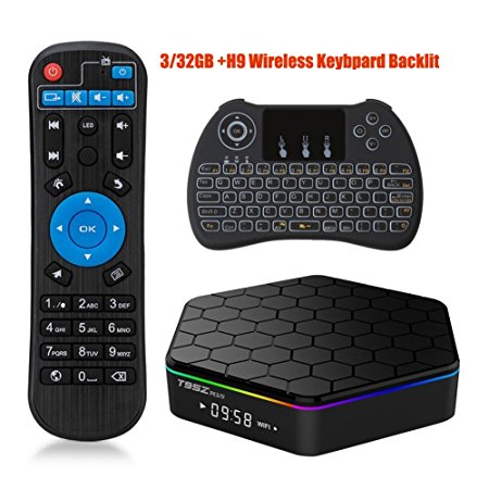 Yongf T95Z PLUS Android TV Box,Octa Core Smart TV Box 3GB RAM 32GB ROM Android 7.1 Amlogic S912 Support 2.4G/5G Dual Wifi/1000M LAN/BT 4.0/4K Resolution/3D TV Boxes with Mini Wireless Keyboard(Backlight)