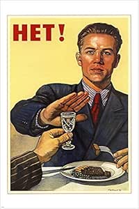 vintage soviet poster HET OR NO TO DRINKING political sobriety 24X36 RARE by HSE