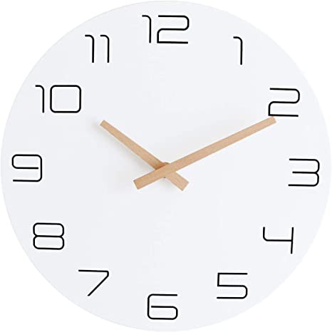 Lumuasky 12 Inch Modern Wall Clock, Silent Non-Ticking Battery Operated Quartz Decorative Simple Wall Decor for Living Room, Kitchen, Bedroom, Home, Office, School