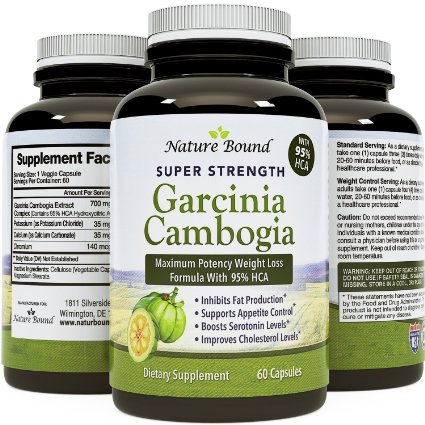 Pure 95 HCA Garcinia Cambogia Extract for Women and Men - Natural Pure and Potent- Best Weight Loss Supplement on the Market - Full Time Energy - USA Made By Nature Bound