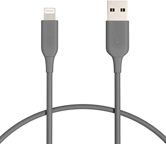 AmazonBasics Lightning to USB Cable - MFi Certified Apple iPhone Charger, Gray, 1-Foot