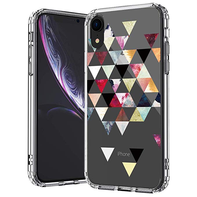 MOSNOVO iPhone XR Case, Clear iPhone XR Case, Geometric Marble Elements Pattern Clear Design Transparent Plastic Hard Back Case with Soft TPU Bumper Protective Case Cover for Apple iPhone XR