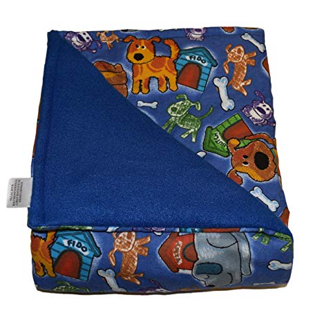SENSORY GOODS Child Small Weighted Blanket Made in America - 4lb Low Pressure - Fido Pattern/Blue - Fleece/Flannel (48'' x 30'') Provides Comfort and Relaxation.