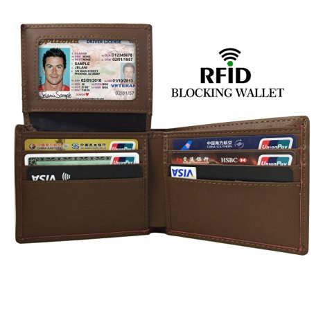 RFID Blockinhg Wallet, RFID Blocking Leather Wallet for Men - Excellent Travel Bifold - Credit Card Protector - RFID Blocking WalletPassport Wallet